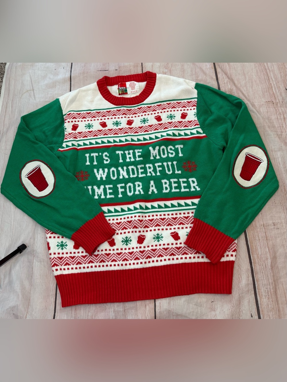 Spencer’s IT'S THE MOST WONDERFUL TIME FOR A BEER UGLY CHRISTMAS SWEATER XL